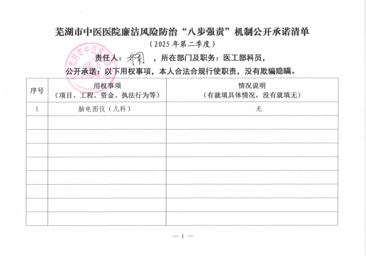蕪湖市中醫(yī)醫(yī)院廉潔風險防治“八步強責”機制公開承諾清單（具體經(jīng)辦人員）(圖9)